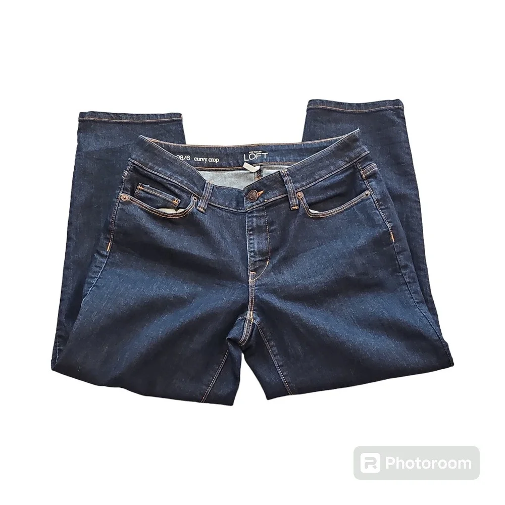 Loft Womens Blue Cropped Ann Taylor Low Rise‎ Curvy Denim Jeans Size 28/6